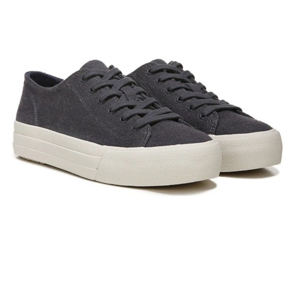 Vince Warren Sneaker Women 5.5 Navy Blue Canvas Platform Low Top Lace Up Shoes